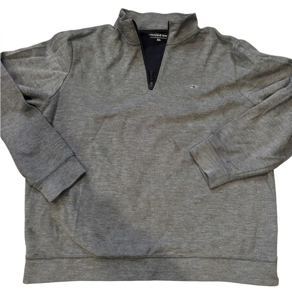 Vineyard Vines Men's Heather Gray  Saltwater 1/4 Zip Pullover size XXL Pullover